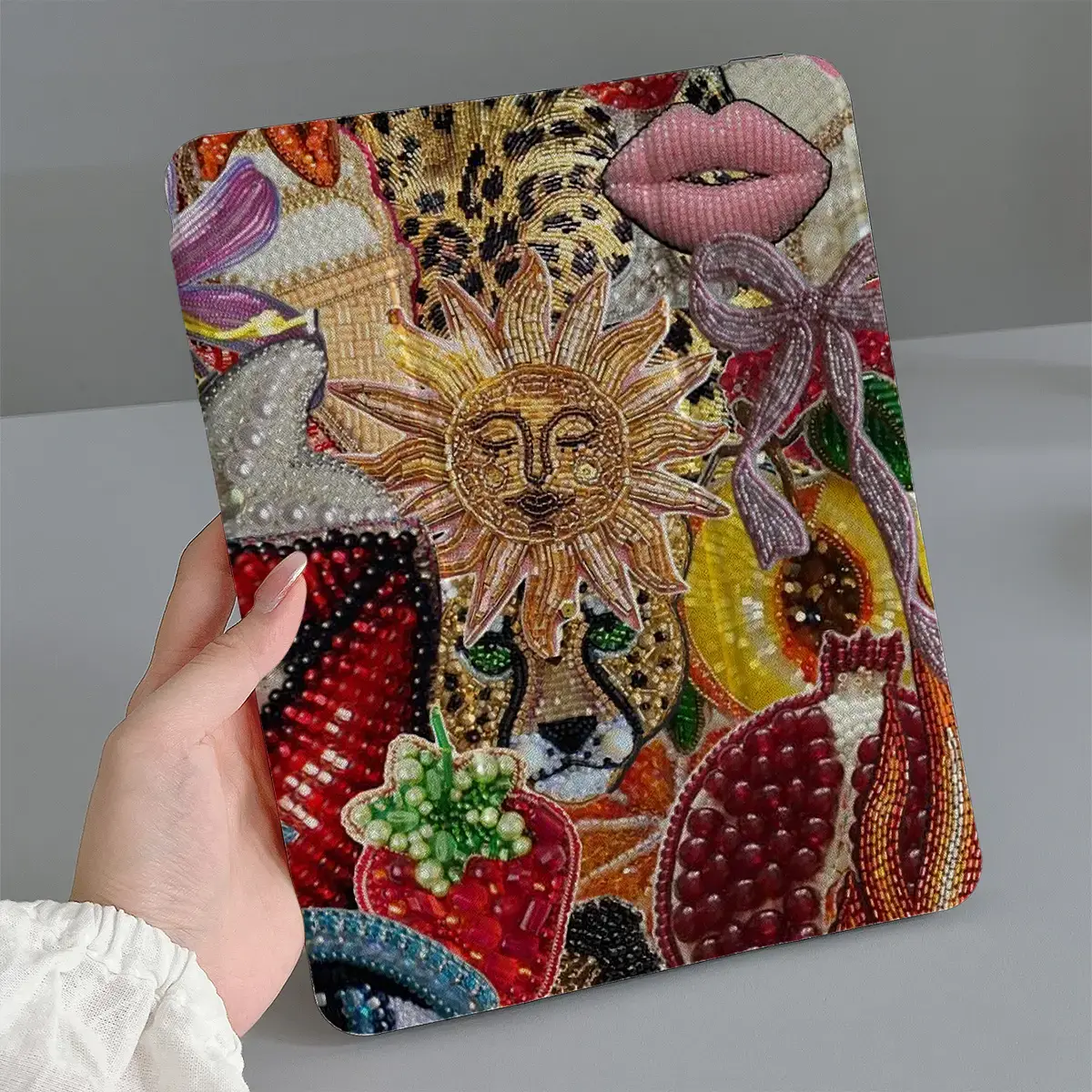 Cute Sun Strawberry Pattern Tablet Case with Pen Slot, Automatic Sleep/Wake Tablet Cover, Tablet Cover, iPad Compatible Tablet Accessories, Tablet Case kid girl