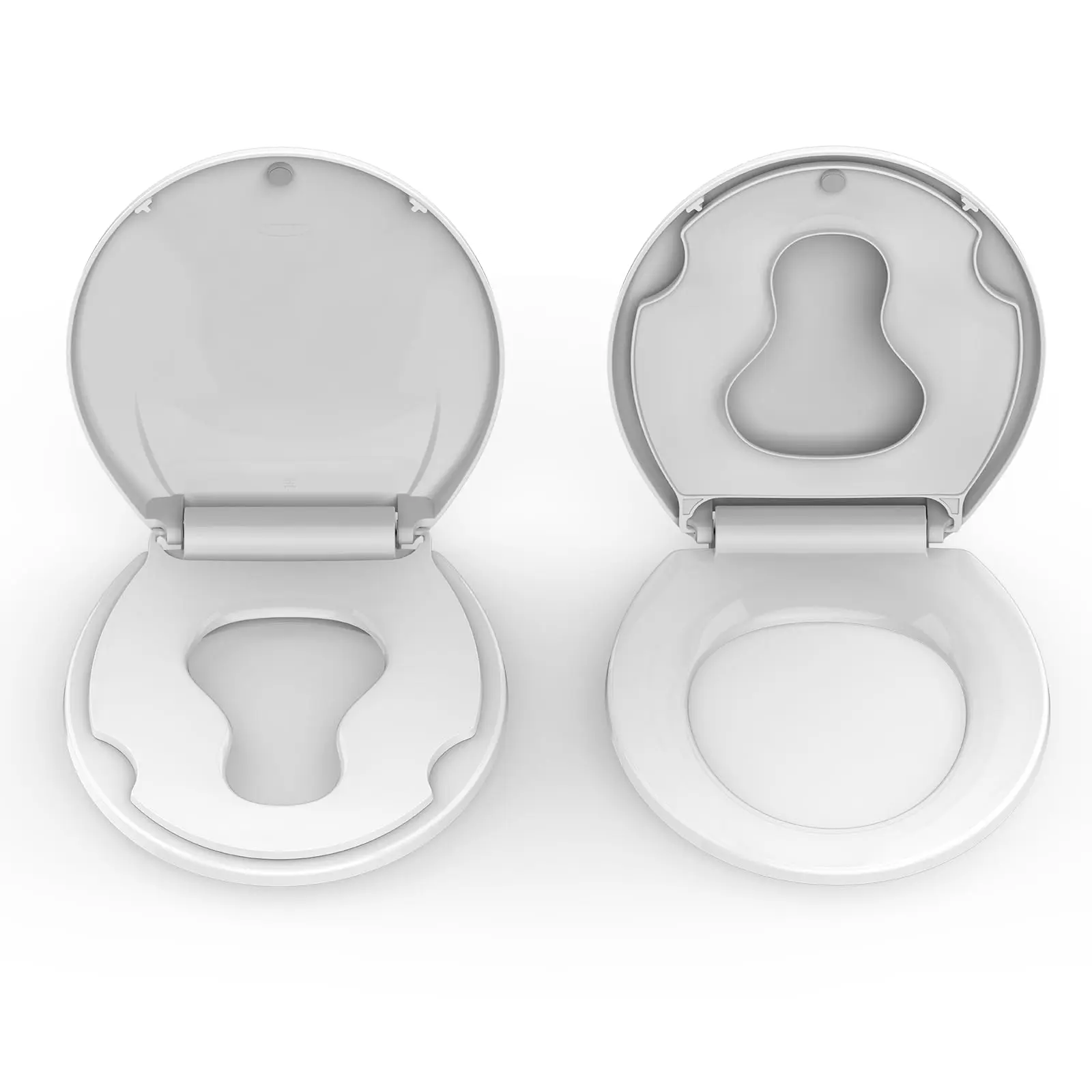 Garvee 2 Pack Round Toilet Seat with Toddler Seat - Durable Plastic, Dual Magnet Closure, Quiet Operation, Fits Both Adult and Child, White Color, Comfortable and Practical Design