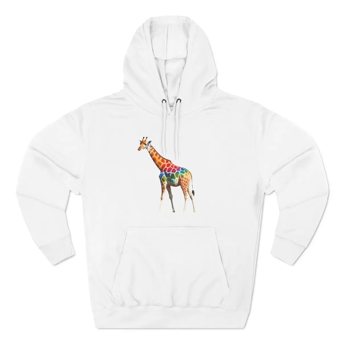 Rainbow Giraffe Three-Panel Fleece Hoodie