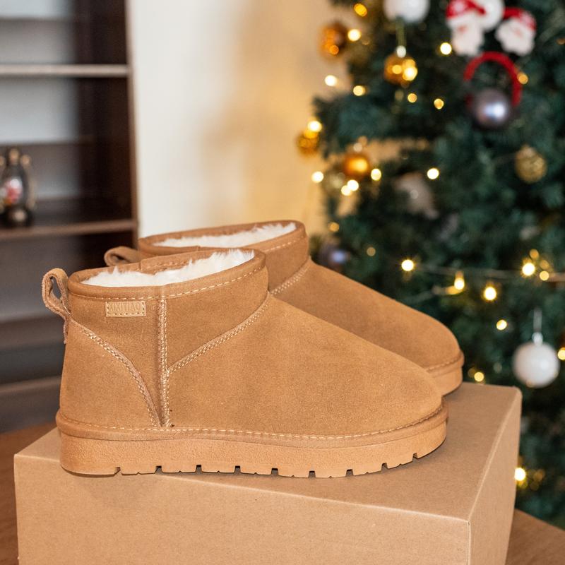 Snow Boots Women Men Suede Faux Fur Comfort Ankle Boots Slip-on Slippers Winter Fall Waterproof Platform Boots Short