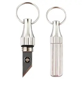 2-Pack Stainless Steel Mini Capsule Knife, Portable Keychain Pocket Box Cutter, EDC Everyday Carry Tiny Unboxing Tool for Package Opening, Silver & Gold