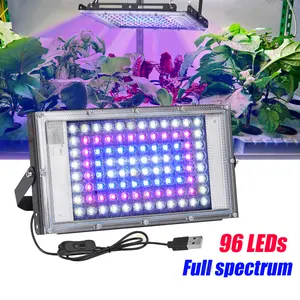 1 Pack 96 LEDs Plant Grow Light Phyto Lamps Led Full Spectrum Growing Floodlight for Greenhouse Hydroponics Growth USB Powered