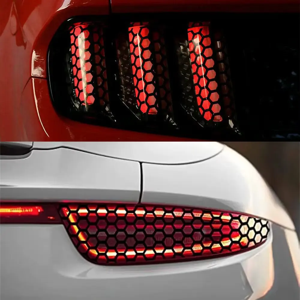 Honeycomb Hollow Headlight Taillight Sticker Cut-out Car Lamp Film 48× ...