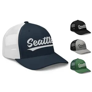 Vintage Seattle Baseball Script Retro Seattle Trucker Cap Hat