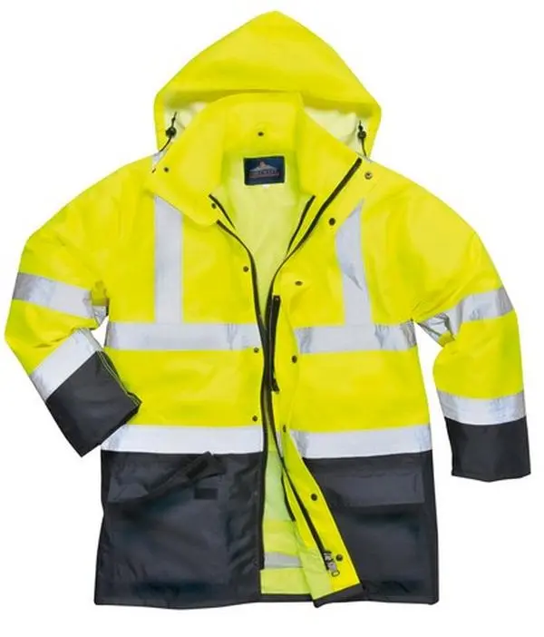 Portwest US768 4XL Hi-Visibility 5-in-1 Waterproof Executive Jacket with Hi-Vis Strips, Yellow & Black - Regular Fit