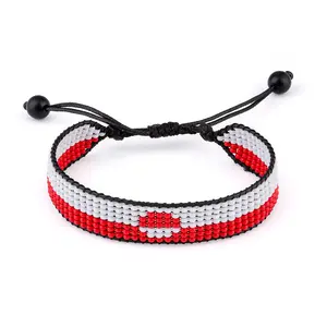 Greenland Flag Bracelet: Handmade Bracelet, Adjustable Beaded Wristband