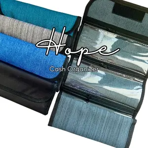Hope Cash Organizer with 5 Zippered Pocket Multipack Pouch, Bill Organizer, Envelope Wallet Bag Small Travel Holder Budgeting, Receipt, Coupons and Sinking Funds