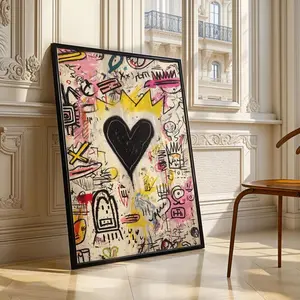Graffiti Heart Wall Art, Abstract Urban Love Print, Neo-Expressionist Colorful Street Art Wall Poster S