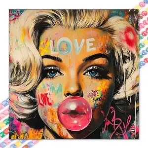 1 DIY handmade diamond painting kit, 5D diamond art kit, DIY decoration, colored, hair, graffiti diamond painting kit full round drill, mosaic, diamond art, DIY art home decor, suitable for Christmas, Wall Art Painting