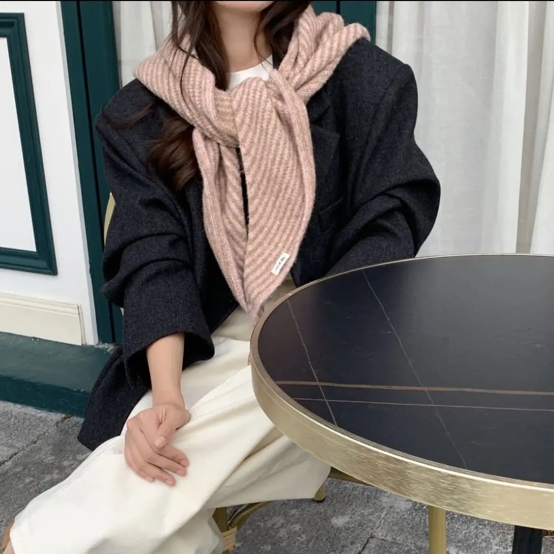 Single Color Cashmere Scarf, Thick Wool Knit Shawl, Fluffy Soft Scarf, Lazy Style, Versatile Korean Aesthetic, Unisex, Fall & Winter Single Color Cashmere Scarf, Thick Wool Knit Shawl, Fluffy Soft Scarf, Lazy Style, Versatile Korean Aesthetic, Unisex, Fall & Winter