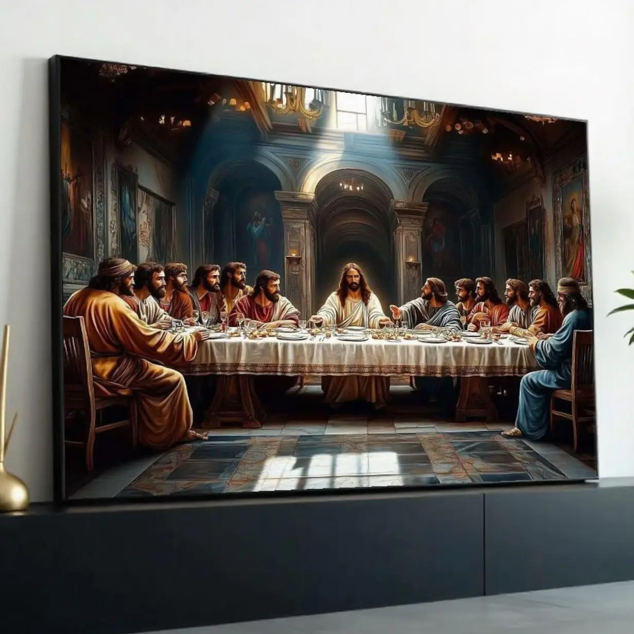 The Last Supper Canvas Print, Christian Wall Art, Biblical Religious Decor, Jesus Dining Room Artwork, Church Home Gift W