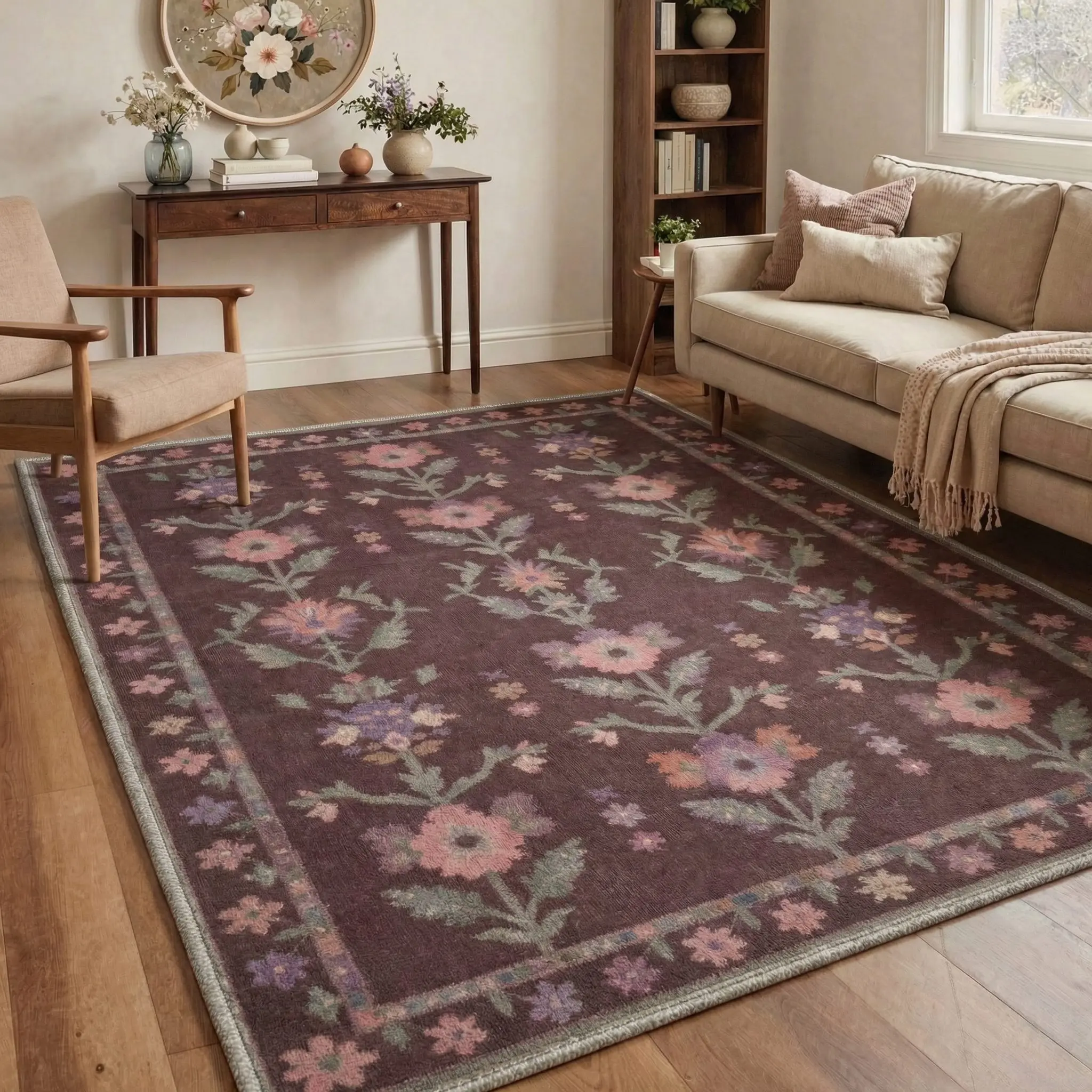【Deals For You Days】GENIMO Carpet – Machine Washable, Pet Friendly, Soft Area Rug, Non-Slip Floor Rug, Perfect Home Decor for Any Room ,ARC1985-PETAL