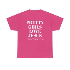 Pretty Girls Love Jesus T-Shirt | Proverbs 30:31 Christian Tee - Medium Length, Fitted, Short Sleeve, Crew Neck, 100% Cotton, DTF & DTG Printing, Oeko-Tex Certified