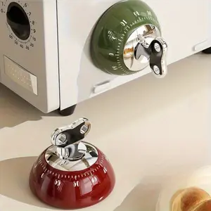 Kitchen Timer Vintage Analog Countdown Clock Loud Alarm No Battery Required Hook Attachment Ideal Cooking Baking Study Time Management Tool Classic Design Hands-Free Operation Kitchen Egg Timer