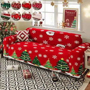 1PC Christmas Elastic Sofa Cover - Dustproof, Non-slip, Stain-resistant, Suitable for Living Room, Bedroom, and Various Sofas, Creates Festive Atmosphere, Elastic and Easy to Remove and Wash, Elastic Sofa Slipcover (Pillowcase Not Included)
