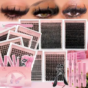 5 Styles Mix Lashes Clusters Kit 5 Box Cluster Lash Kit with Bond&Seal 1264Pcs 80D 40D Volume Manga Eyelash Extension with Spikys/Bottom lash Kit for Beginners DIY at Home Easily high capacity