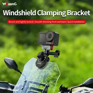 Car Windscreen Clip for DJI Pocket3/4/Action6/5Pro/4/3/360/Nano or Insta360 X5/4/3/2/Ace Pro/2/1/Go3/3S/Ultra or Go Pro, for Most Motorcycles, Perfect for Holiday Travel, Outdoor Sports Cycling and Ideal Gift, | Two-claw Interface | Wide Compatibility