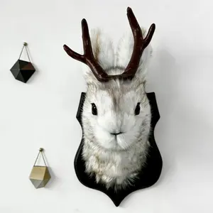 1count Jackalope Head Resin Wall Hanging Decor, Animal Specimen Style Home Decoration, Unique Gift Idea, Wall Mounted Ornament