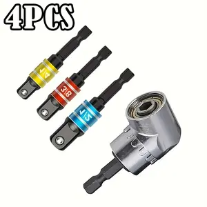 4pcs multi-function bendscrewdriver bit Impact Grade Socket Adapter Set - 3 Pcs Extension Drill Bit Socket Wrench Adapter for Impact Driver 1/4 3/8 1/2" Drive,  Drill Attachment for Household Workplace Industry giftsforhim tool set bend screwdriver bitkit