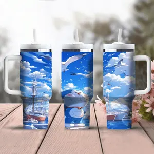 1pc 40oz Doraemon water bottle, stainless steel insulated water cup, portable travel cup, outdoor cup, accompanying cup with handle, thermos cup, cup set-Christmas Valentine's Day gift for Mother's Day, suitable for gift giving