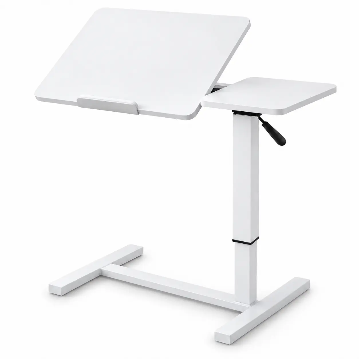Adjustable Rolling Laptop Desk with Wheels Overbed Bedside Table with Tilting Top, Mobile Computer Workstation & Side Table for Bed, Couch, Home Office