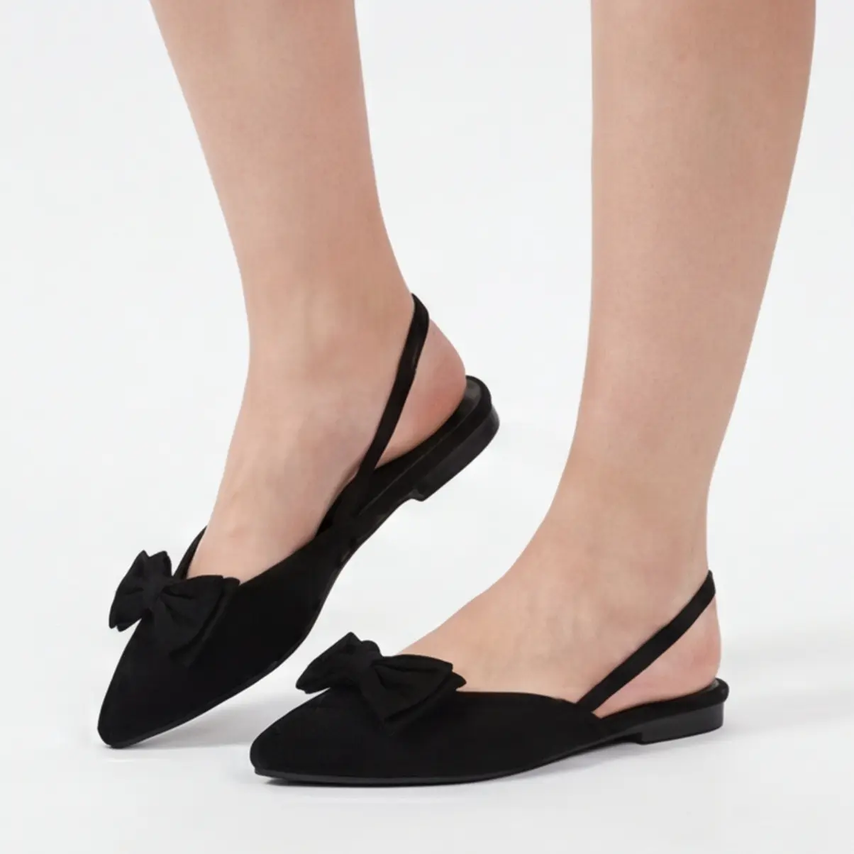 Women's Classic Pointed Toe Slingbacks - Lightweight Suede Polyester Shoes for Daily Wear Women's Classic Pointed Toe Slingbacks - Lightweight Suede Polyester Shoes for Daily Wear