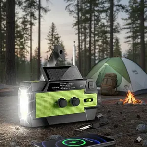 Multifunction Emergency Radio: noAA aM fm weather alert, solar/Crank/Usb Power, 4000mAh Phone Charger, 3-Mode Led flashlight with Reading Light 7 sensor, SoS signal, Essential for Outdoor & Home Emergency Survival.