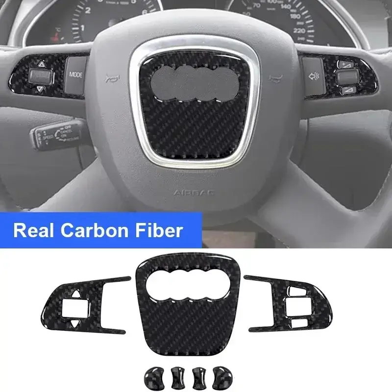 2026 For Audi A4 B8 8K A6 C6 4F Q5 8R Q7 4L A3 Car Steering Wheel Ring Trim Real Carbon Fiber Sticker Cover Auto Accessories for your Car