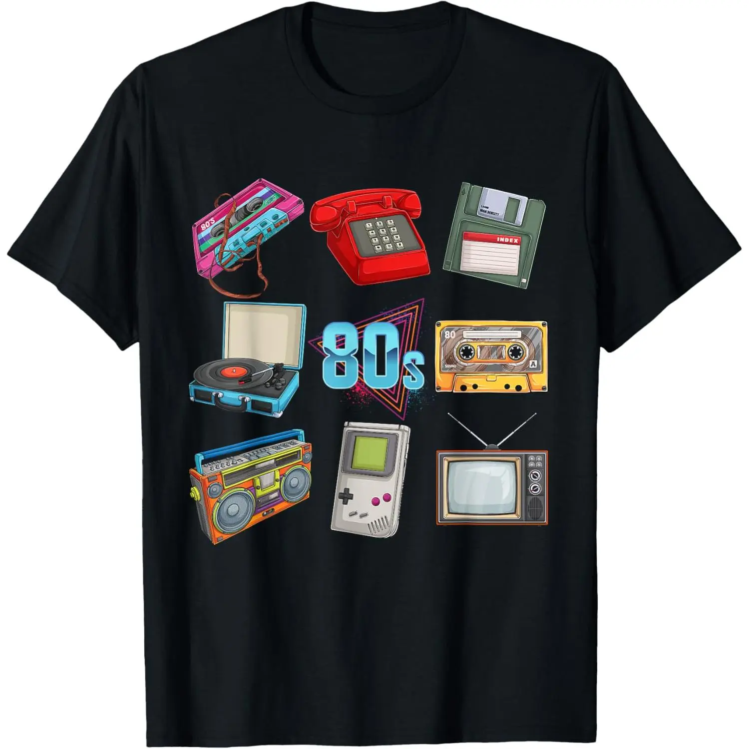 Men's Short-Sleeve Cotton Round Neck Simple Soft 80's Throwback Retro Funny Cassette Tape Party T-Shirt, Made in USA, Menswear Staple