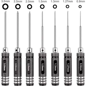 7pcs Hex Screw Driver Set RC Tools Kit 0.9mm 1.27mm 1.3mm 1.5mm 2.0mm 2.5mm 3.0mm Hexagon Screwdriver for Arrma Axial Losi Redcat RC Quadcopter Helicopter FPV Racing Drone Models