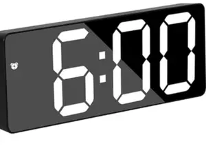 Digital Alarm Clock, 6.5 inch Large Display Bedside Alarm Clock, USB/Battery Powered Digital Clock with Temperature Display, 3 Adjustable Brightness, Voice Control, Snooze, 12/24H, for Heavy Sleepers