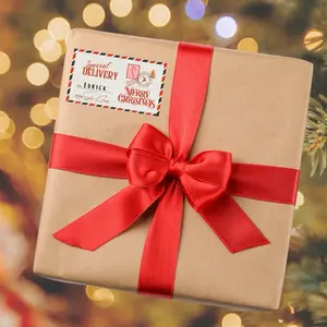 North Pole Mail Sticker Label - Personalized Official Shipping Tag with Stamp & Delivery Mark for Holiday Gifts and Packaging 12 stickers per order