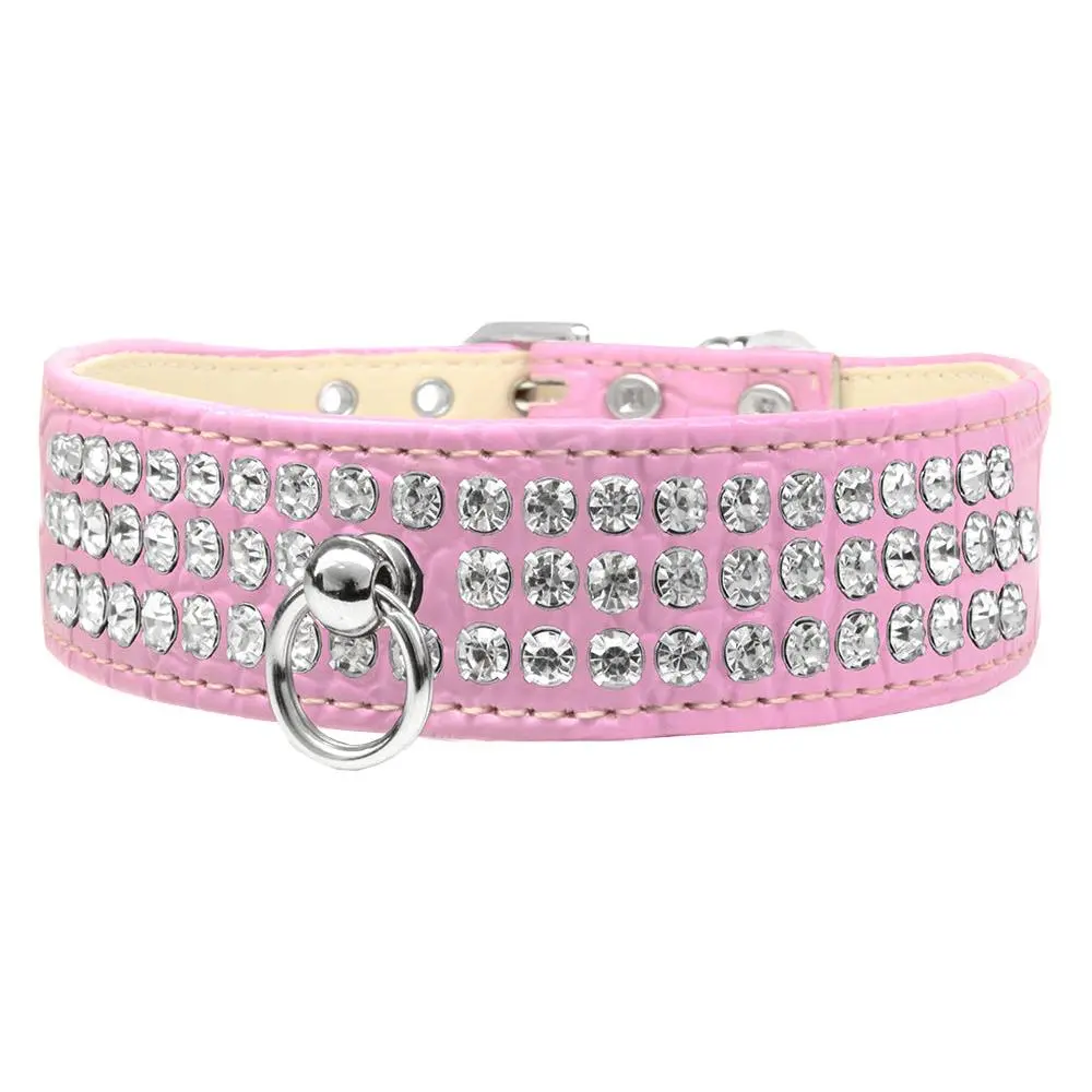 Mirage Pet Products 82-22-LPKC24 Style No.73 Rhinestone Designer Croc Dog Collar
