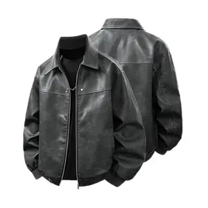 Plus Size Men's Leather Jacket | Autumn Winter Motorcycle Workwear - Stylish Durable Premium