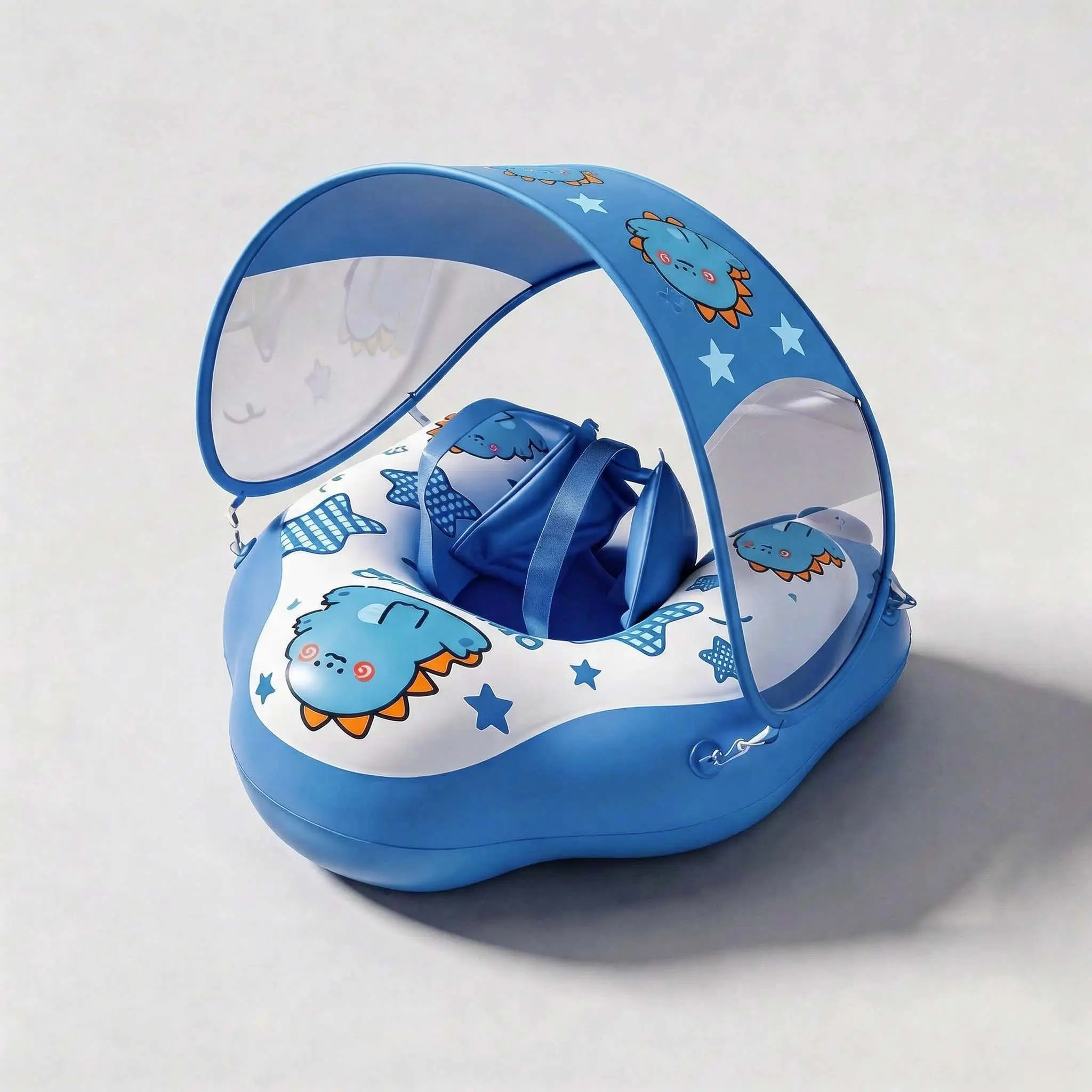 DOPTOY Baby Pool Float with Canopy UPF50+, Adjustable Baby Float, Suitable for Infants and Toddlers,Removable Sun Canopy, 5-Point Safety Harness, Lightweight Portable Pool Float for Home,6M-6Y