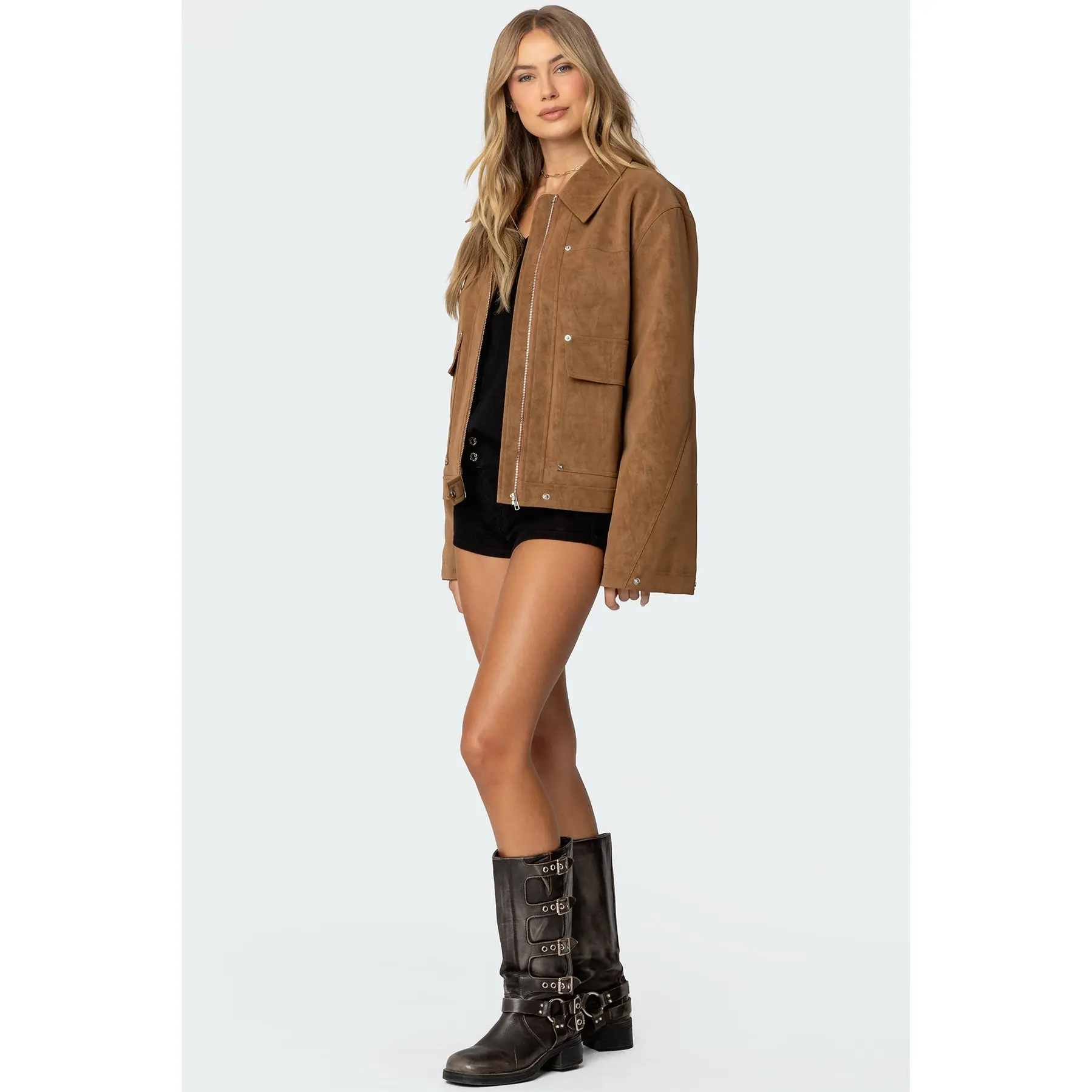 Annabelle Oversized Faux Suede Jacket - TikTok Shop