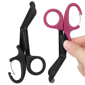 Pergear 2 Pack Trauma Shears, 5.8 Inch Stainless Steel Medical Scissors, Bandage Scissors with Carabiner, Nursing Scissors Surgical Scissors for Nurses, Doctors, Nursing Students, EMT and EMS(Black+Burgundy)Quesear