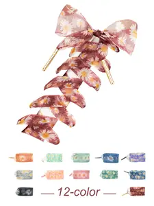 Metal Head Daisy Lace-Up Shoe Laces, Soft Colorful Fabric, 2cm Width, Perfect for Daily Casual Entertainment