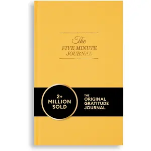 The Five Minute Journal,  Daily Gratitude Journal 2025, Manifestation Journal for Mindfulness, Undated Daily Journal with  Foiling, Plastic-Free, Yellow