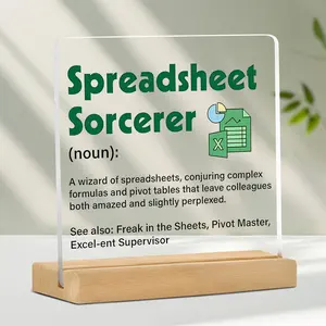 Acrylic Excel Macro Master Sign, Fun Office Decor with Spreadsheet Design, Ideal for Finance Marketing Accounting, Easy Clean Surface