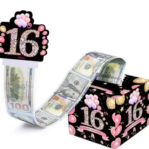 Party Gift Box, Birthday Sweet Savings Box, Surprise Pull-Out Gift Box with 50 Transparent Bags, Fun Way to Give Cash Gifts