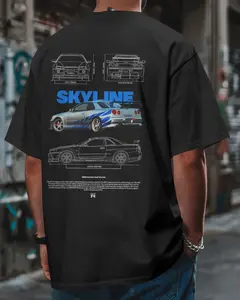 Njssan Skyline GT-R R34 Blueprint JDM Graphic Tee, Race Car, Car Lover Shirt, Fashion Cotton, Full Colors, Full Sizes, For Men, For Women