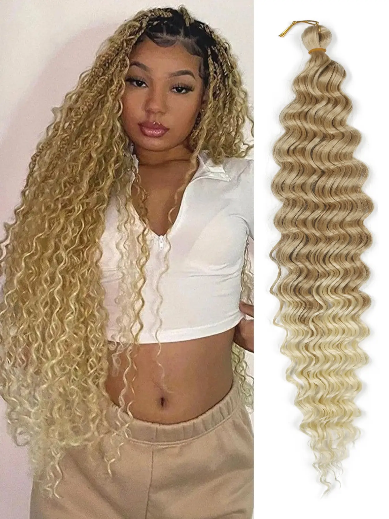 20/22/30 inch Brown Ocean Wave Crochet Hair Deep Wave Twist Crochet Hair Extensions, Artificial Hair Extension, Synthetic Extensions Curly Braiding Hair Long Wavy Water Wave Braids For Women Synthetic Crochet Braid Hair Crochet Boho Braids