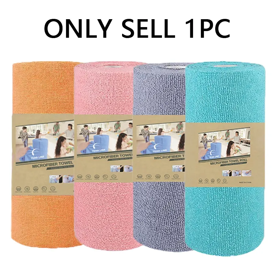 1Roll/20Sheets Super Absorbent Reusable Microfiber Cleaning Wipes,25×25cm,Durable&Machine Washable Kitchen Towels for Dishwashing, Countertops, Floors - Multi-Surface Household Cloths, Square Design
