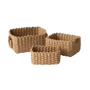 Imitation Rattan Weaving, Paper Rope Weaving Storage Basket, Desktop Coffee Table Storage Box, Snack Cosmetics Storage Basket, Scalloped Baskets