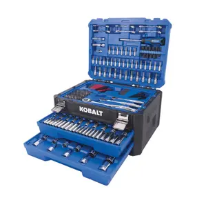 Kobalt 302-Piece Mechanics Tool Set SAE & Metric Socket Wrench Set with Hard Case Professional Auto Repair Tool Kit Ratchets Sockets Hex Bits Extension Bars Garage Automotive Maintenance Hand Tool Set for Car Truck Motorcycle DIY Home Workshop