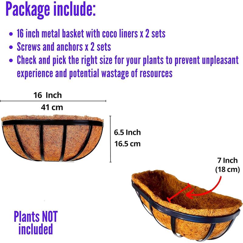 Lalagreen wall planters 16 inch  deck railing planter boxes for outdoor plants window flower box with coco liners metal horse troughs fence balcony garden herb pot patio porch over rail