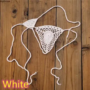 Crochet Hollow Triangle Bikini Lace Up Swimwear