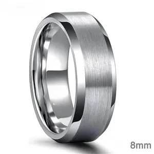 Tigrade 8mm Tungsten Carbide Engagement Ring Brushed Grey Silver Color Wedding Band For Men Women Couple Rings Comfort