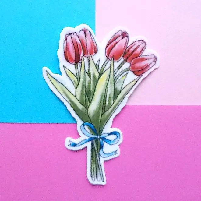 Tuli Tulipanes Beautiful Tulip Flowers Sticker for Scrapbook or Anywhere You Want to Put It Waterproof Resistant Decorative Sticker